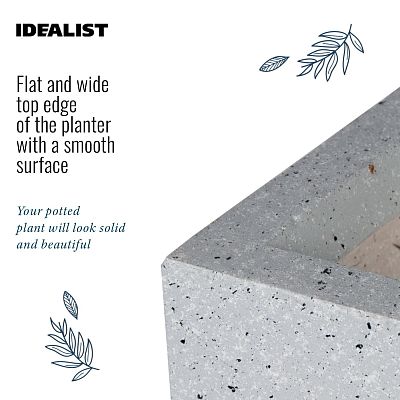 IDEALIST Lite Square Box Contemporary Marble Light Concrete Planter