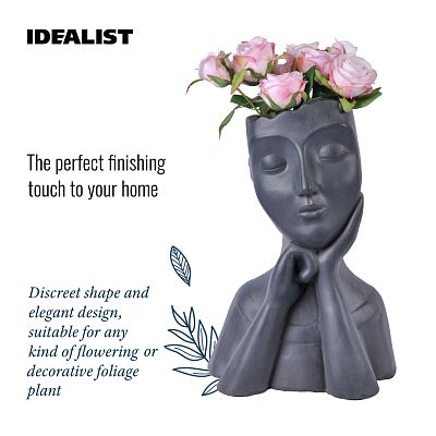 Pensive Oval Bust Face Plant Pot Indoor by Idealist Lite