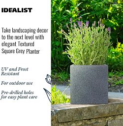 IDEALIST Lite Textured Concrete Effect Square Outdoor Planter
