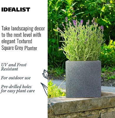 IDEALIST Lite Textured Concrete Effect Square Outdoor Planter