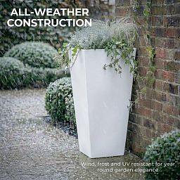Set of IDEALIST Lite Light Concrete Garden Tall Planters, Outdoor Plant Pots with Tapered Shape