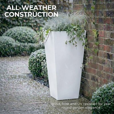 Set of IDEALIST Lite Light Concrete Garden Tall Planters, Outdoor Plant Pots with Tapered Shape