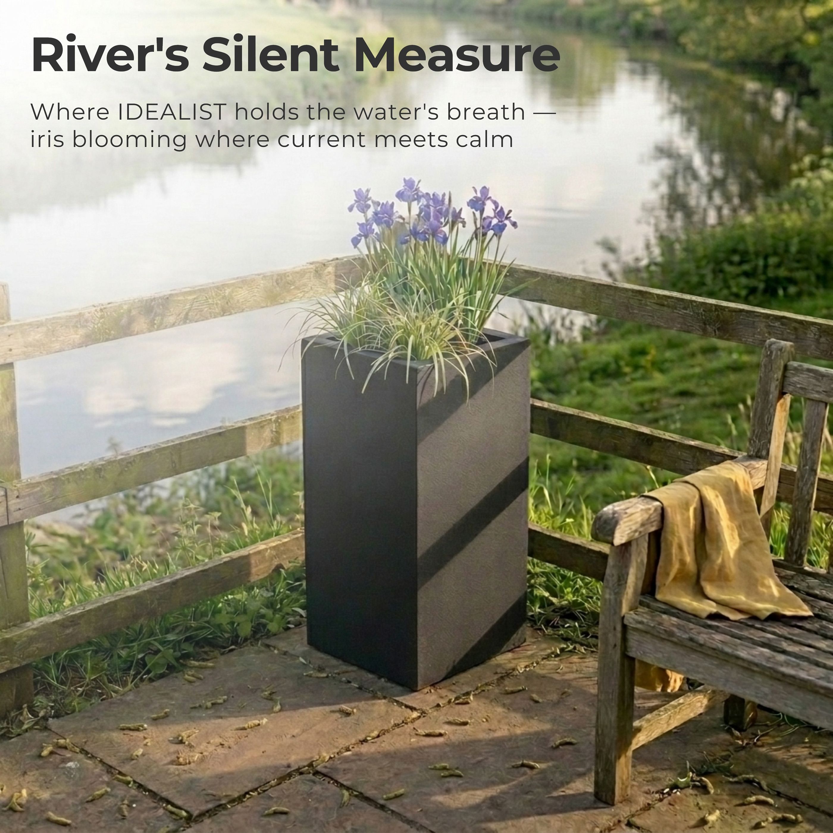 IDEALIST Lite Tall Square Contemporary Light Concrete Planter