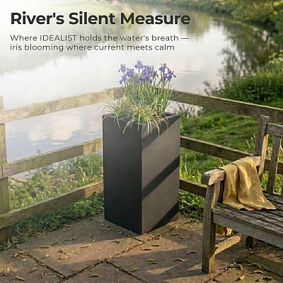 IDEALIST Lite Tall Square Contemporary Light Concrete Planter