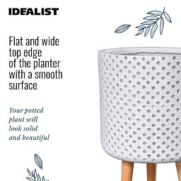 IDEALIST Lite Dotted Style Planter on Legs, Round Plant Pot Indoor