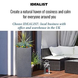 IDEALIST Lite Textured Concrete Effect Tall Square Outdoor Planter