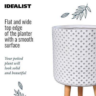 IDEALIST Lite Dotted Style Planter on Legs, Round Plant Pot Indoor IDEALIST Lite Dotted Style Planter on Legs, Round Plant Pot Indoor
