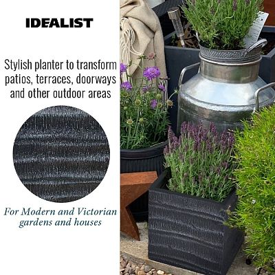 IDEALIST Lite Straw Ribbed Square Outdoor Planter