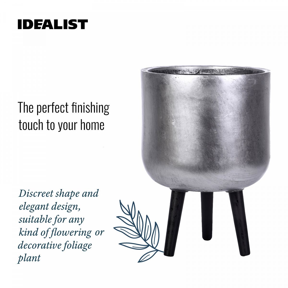 IDEALIST Lite Concrete Effect Round Planter on Legs, Round Pot Plant Stand Indoor