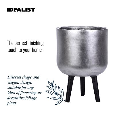 IDEALIST Lite Concrete Effect Round Planter on Legs, Round Pot Plant Stand Indoor