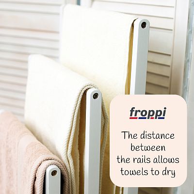 Froppi Bamboo Free Standing Towel Rack, Wooden Towel Holder and Ladder with 3 Bars