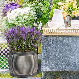 IDEALIST Lite Vertical Ribbed Vintage Style Barrel Round Planter