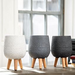 IDEALIST Lite Honeycomb Style Egg Planter on Legs, Round Pot Plant Stand Indoor
