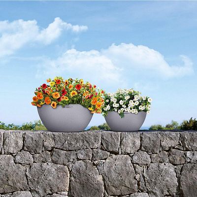 LECHUZA CUBETO COLOR Round Stone Look Poly Resin Self-watering Planter