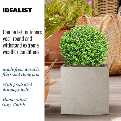 IDEALIST Lite Square Box Contemporary Light Concrete Planter