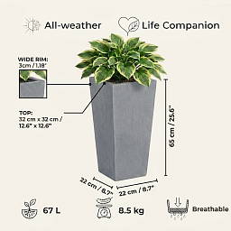 IDEALIST Lite Tall Tapered Contemporary Light Concrete Planter