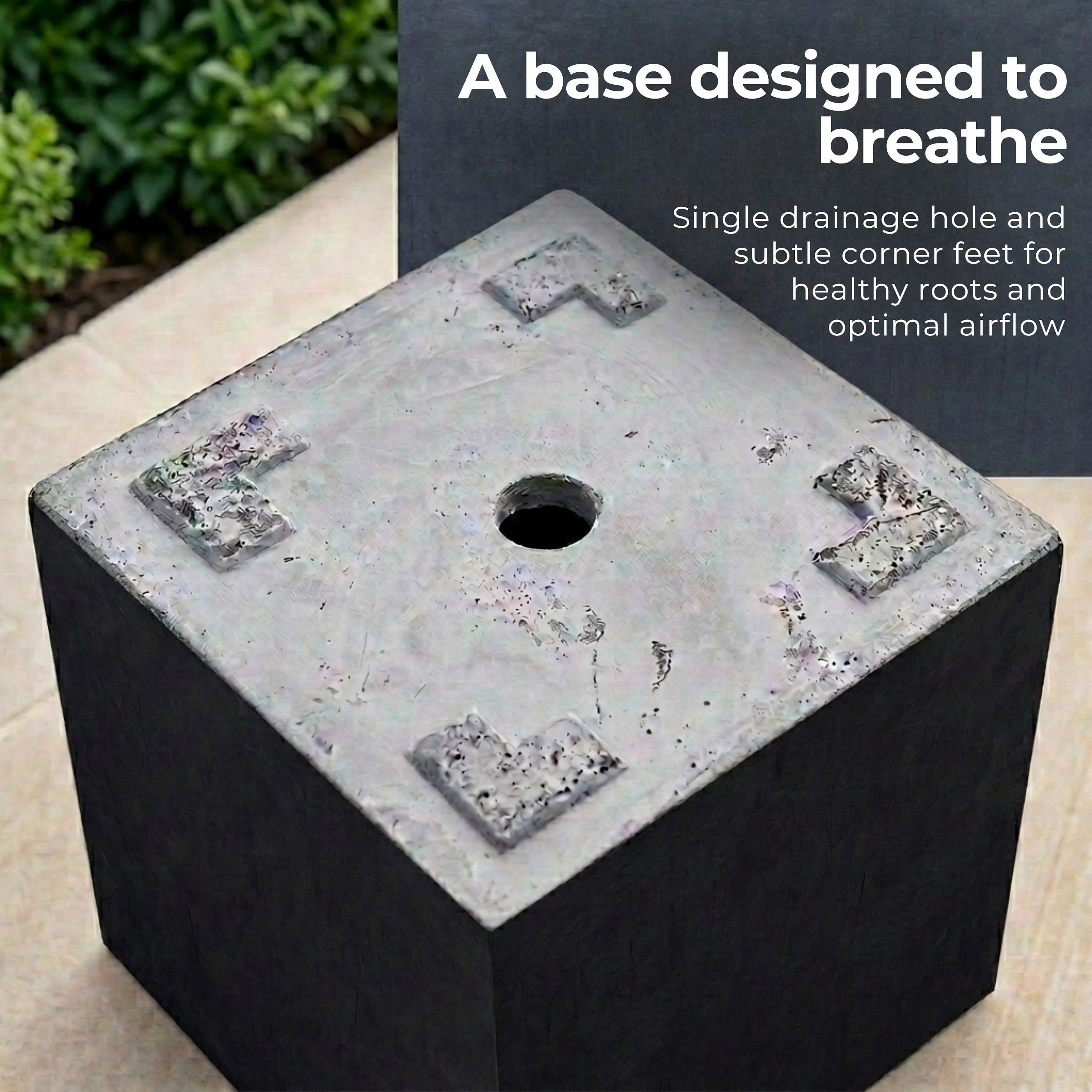 IDEALIST Lite Square Box Contemporary Light Concrete Planter Set