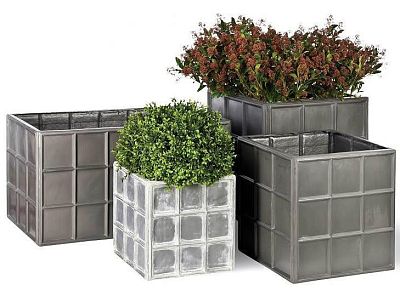 Downing St. Fiberglass Square Faux Lead Planter Pot In/Out