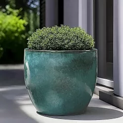 Ceramic Turquoise Round Glossy Blue Planter Pot In/Out