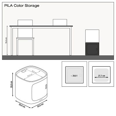 LECHUZA PILA STORAGE Color Square Poly Resin Unit
