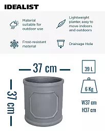 IDEALIST Chelsea Light Concrete Cylinder Garden Planter