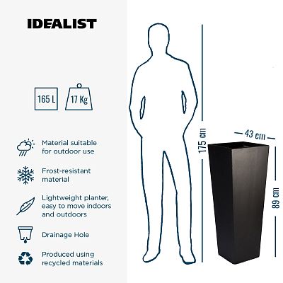 IDEALIST Lite Tall Tapered Contemporary Light Concrete Planter