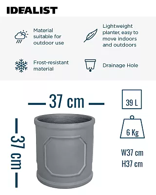 IDEALIST Chelsea Light Concrete Cylinder Garden Planter