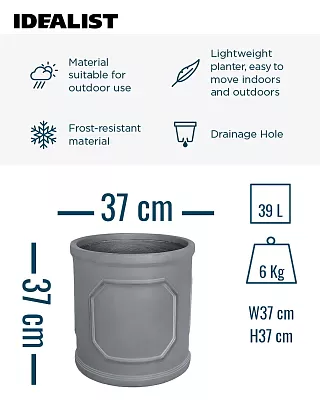 IDEALIST Chelsea Light Concrete Cylinder Garden Planter