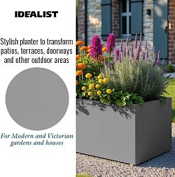 IDEALIST Lite Contemporary Light Concrete Trough Planter Set