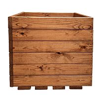 Rustic Scandinavian Redwood Medium Brown Square Wooden Planter for Gar...