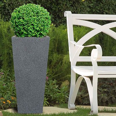 IDEALIST Lite Textured Concrete Effect Tall Tapered Outdoor Planter