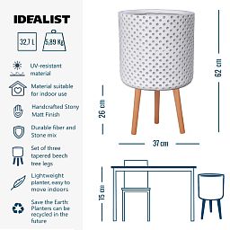 IDEALIST Lite Dotted Style Planter on Legs, Round Plant Pot Indoor