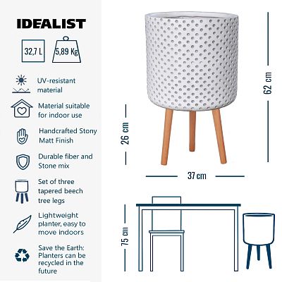 IDEALIST Lite Dotted Style Planter on Legs, Round Plant Pot Indoor IDEALIST Lite Dotted Style Planter on Legs, Round Plant Pot Indoor