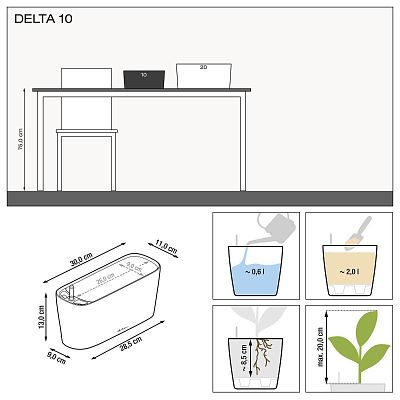 LECHUZA DELTA 10|DELTA 20 Poly Resin Indoor Self-watering Planter