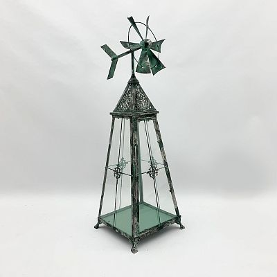 Pyramid Metal Vane Garden Dark Silver Lantern by Minster