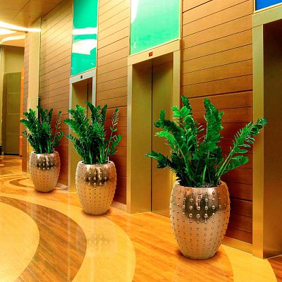 Ceramic Round Tall Bump Glossy Planter Pot In/Out