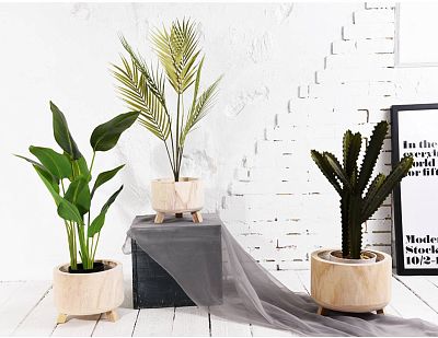 HORTICO GROWER Wooden House Planter with Legs, Indoor Plant Pot Stand with Waterproof Liner