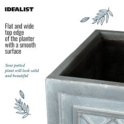IDEALIST Lite Faux Lead Chelsea Box Square Light Concrete Planter