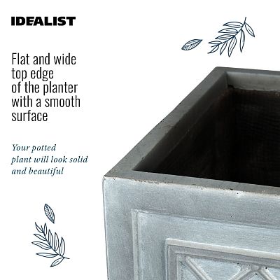 IDEALIST Lite Faux Lead Chelsea Box Square Light Concrete Planter