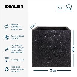 IDEALIST Lite Square Box Contemporary Marble Light Concrete Planter