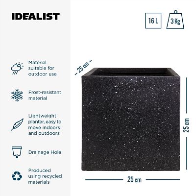 IDEALIST Lite Square Box Contemporary Marble Light Concrete Planter