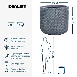 IDEALIST Lite Honeycomb Style Cylinder Round Outdoor Planter