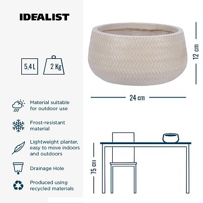 IDEALIST Lite Plaited Style Bowl Outdoor Planter