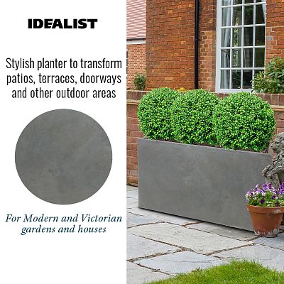 IDEALIST Lite Contemporary Light Concrete High Trough Planter