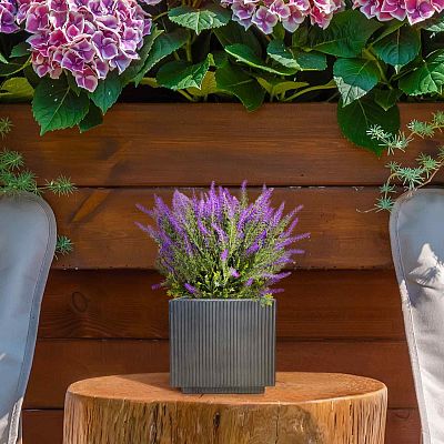 IDEALIST Lite Vertical Ribbed Square Effect Outdoor Planter