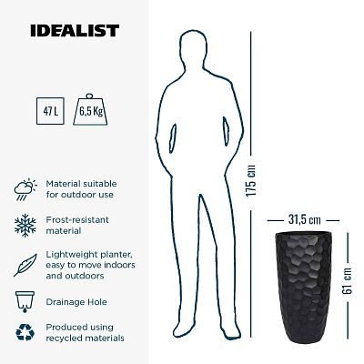 IDEALIST Lite Mosaic Style Tall Round Vase Planter Outdoor Plant Pot