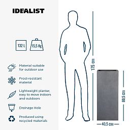 IDEALIST Lite Tall Square Contemporary Light Concrete Planter