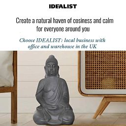 IDEALIST Lite Sitting in Meditation Buddha Grey Indoor and Outdoor Statue L35.5 W26.5 H50.5 cm