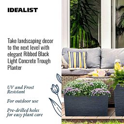 IDEALIST Lite Ribbed Light Concrete Trough Planter