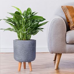 IDEALIST Lite Honeycomb Style Cylinder Planter on Legs, Round Pot Plant Stand Indoor